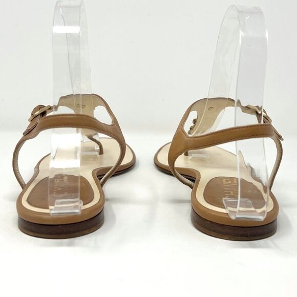 Chanel Brown Leather Charm Logo Thong Sandals – Size 37.5 - Picture 5 of 10